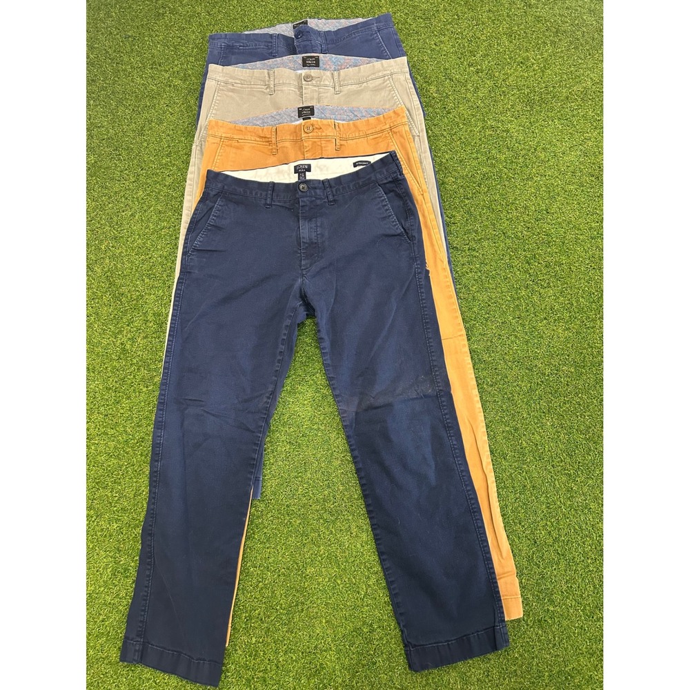 Lot 4 J.Crew Flex Straight Fit Chinos Mens 31x30 Navy Khaki Mustard Stretch Pant